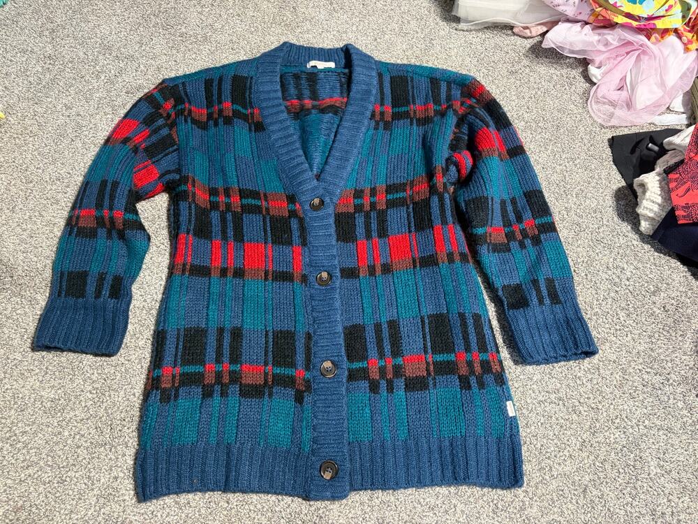 Brixton womens xs/s plaid knit cardigan sweater
